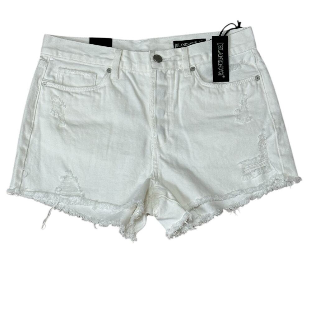 Blank NYC The Perry Mom Shorts Cuffed Minimal Distressing Light Wash Size 30 NEW